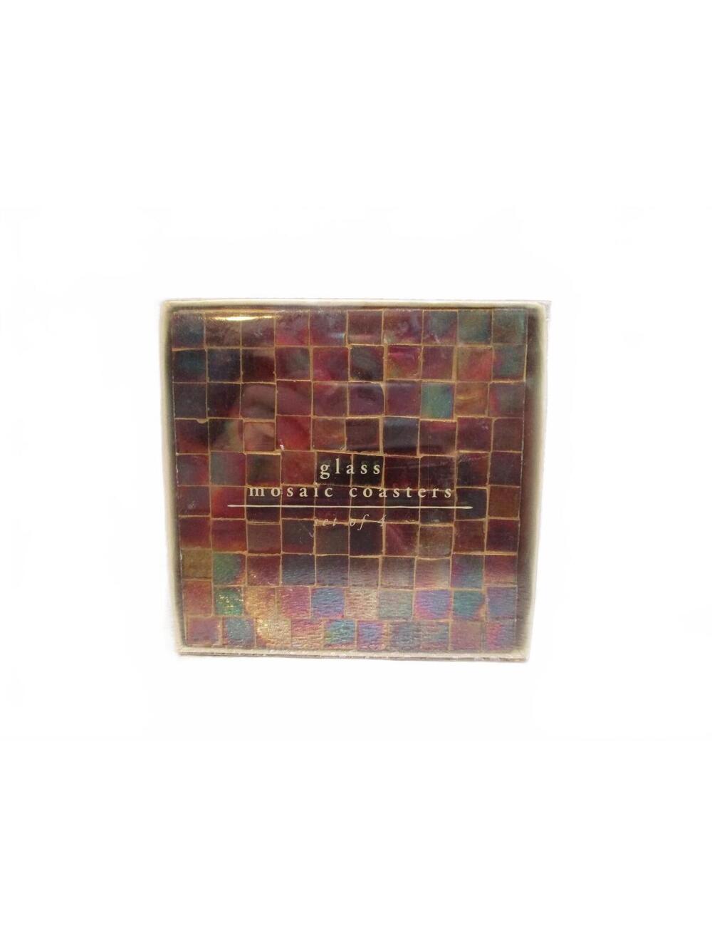 Vintage Pier 1 Imports Glass Mosaic Coasters Set of 4 Candle Plates 1975179